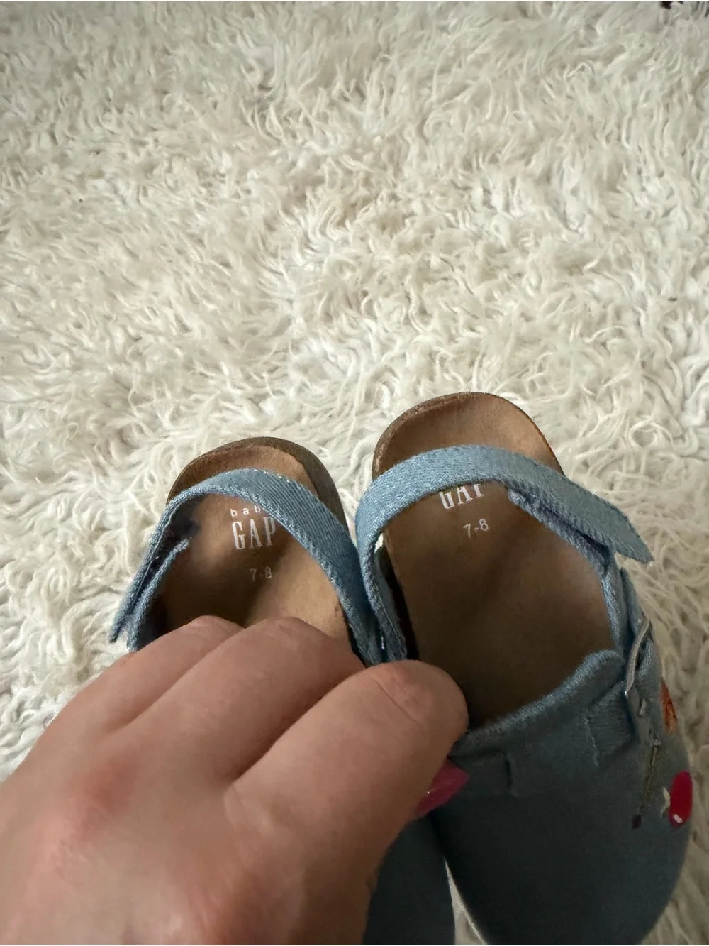 GAP Baby Blue Canvas Hook-and-Loop Embroidered Shoes